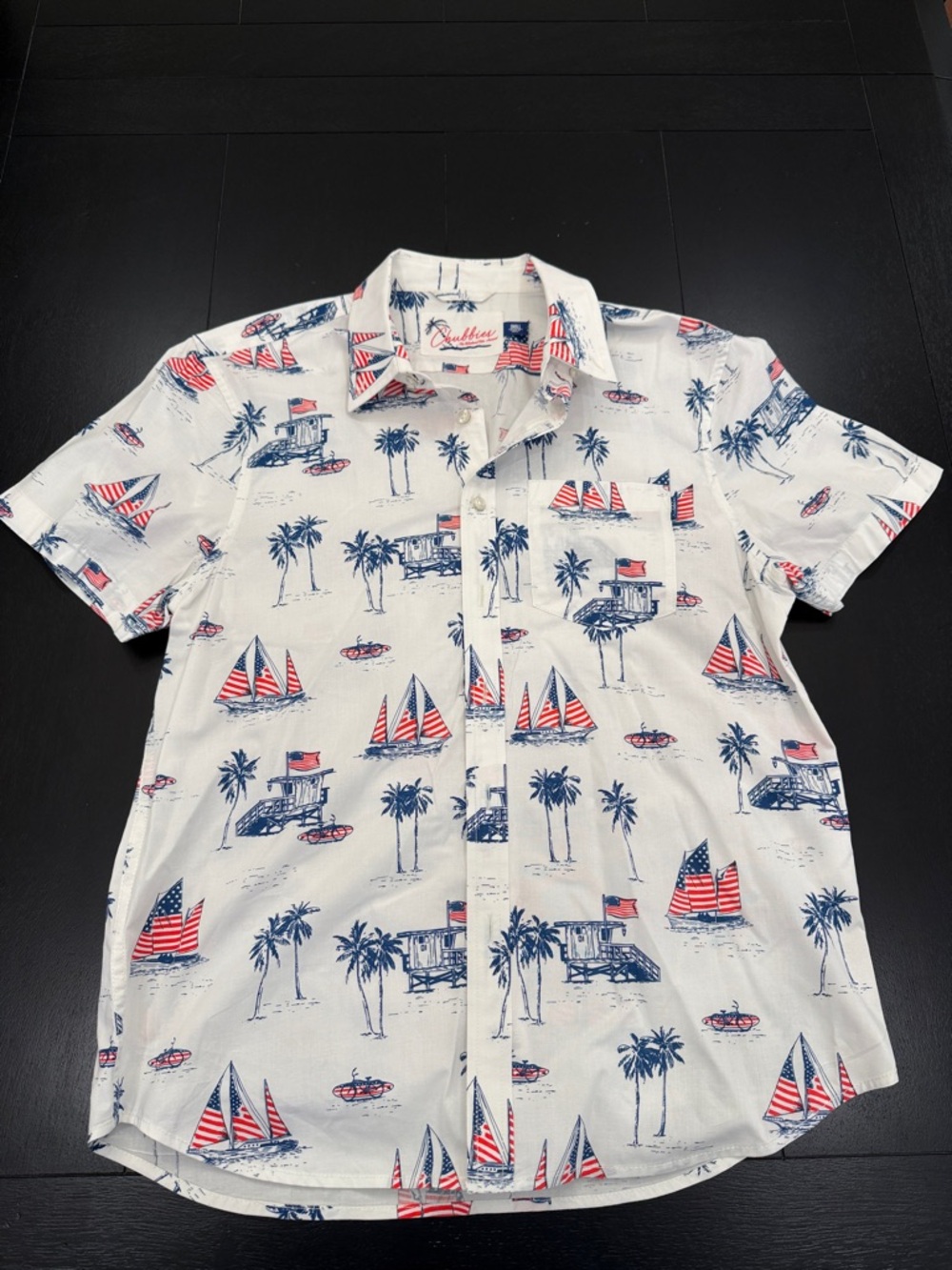 Chubbies The Friday Shirt USA Patriotic Sailboat & Lifeguard Print - Small